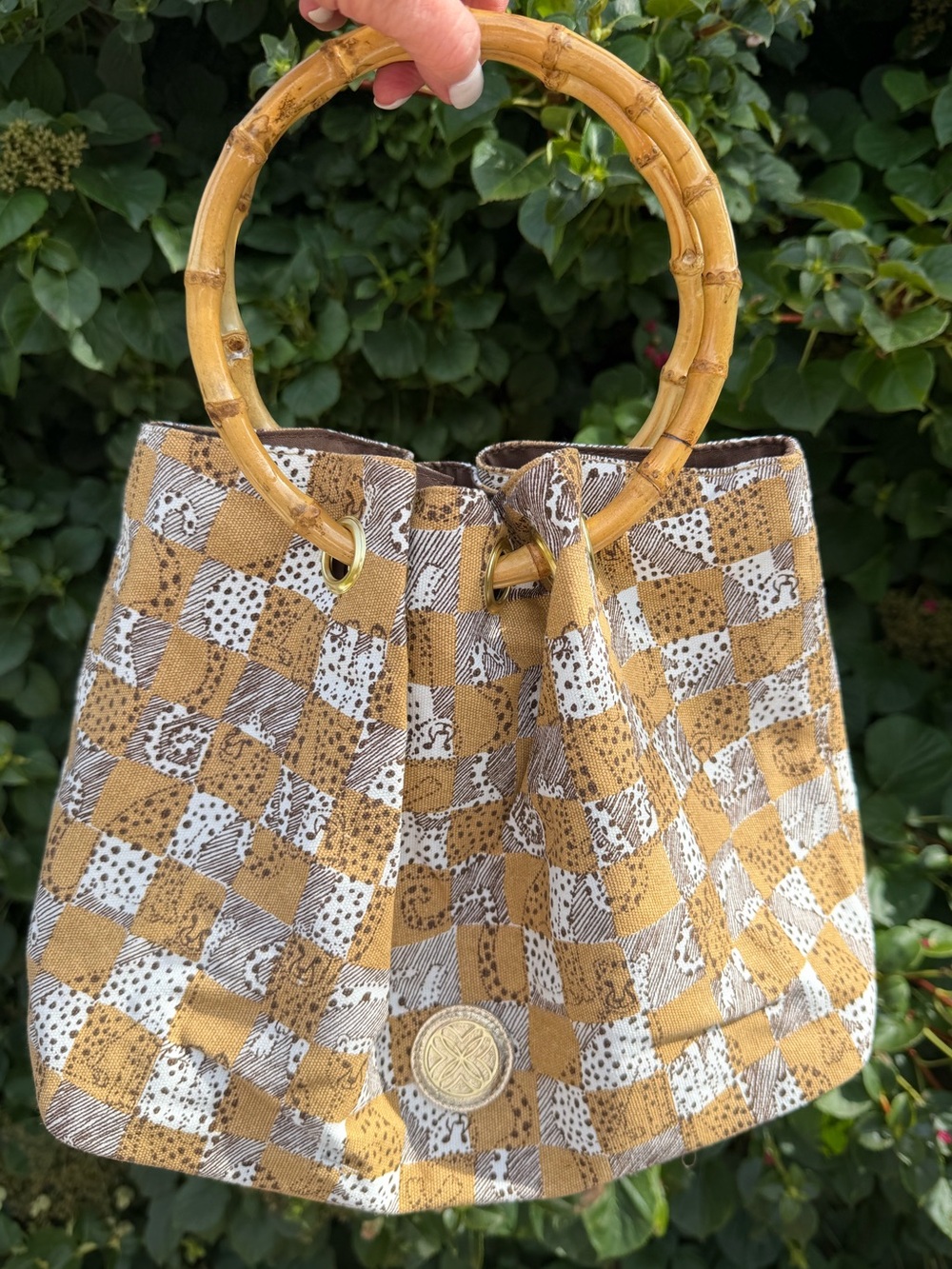 NWT Lilly Pulitzer Bamboo Bag Iced Latte Lil Cheetah Checks - Picture 10 of 16